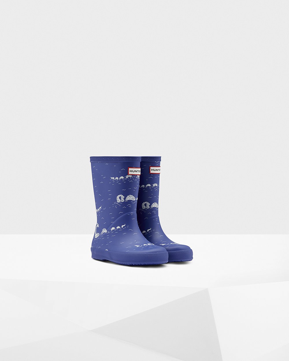 Botas de Lluvia Hunter Niños - Original First Classic Nessie Print - Azules - JKVUCAQ-83